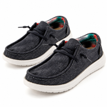 Men's black casual canvas sneakers with lightweight EVA sole