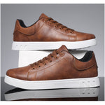 Men's black casual lace-up shoes with flat rubber sole