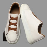 Men's black soft leather-look casual sneakers