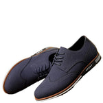 Men's blue PU suede-style casual shoes with elastic closure