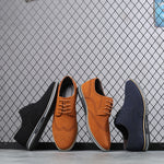 Men's low-top suede-style shoes with a classic round toe